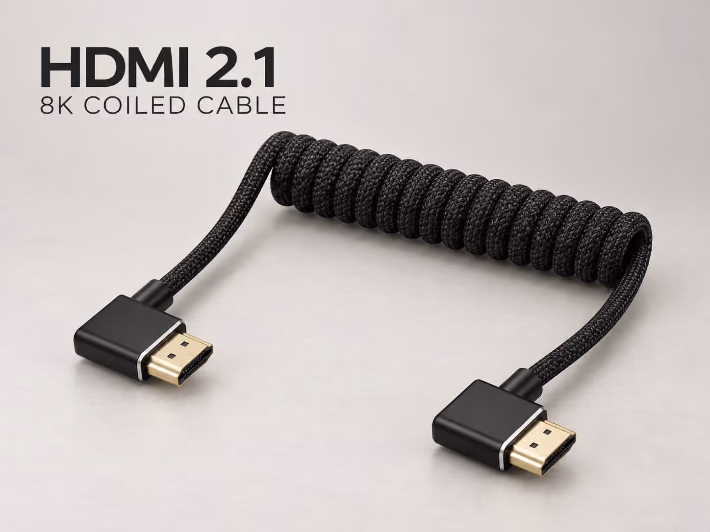 HDMI 2.1 Coiled Cable 8K - Left to Right Angle (Ultra High-Speed Braided)